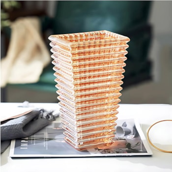 Vaso de Vidro Noa Âmbar Baixo - 17cm 