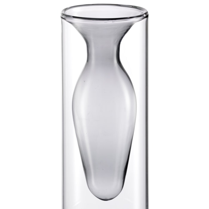 Vaso de Vidro Oslo Cinza Médio - 17cm - Madel Home