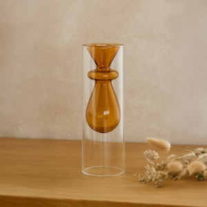 Vaso de Vidro Serres Âmbar Alto - 20cm