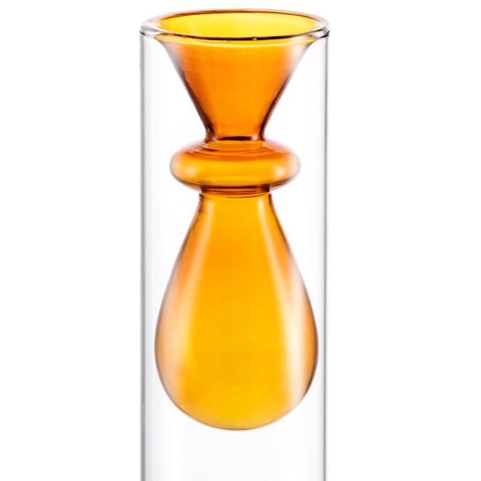 Vaso de Vidro Serres Âmbar Alto - 20cm - Madel Home