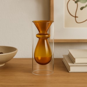 Vaso de Vidro Serres Âmbar Médio - 17cm