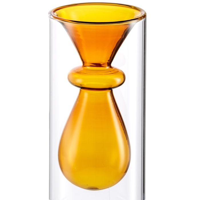 Vaso de Vidro Serres Âmbar Médio - 17cm - Madel Home