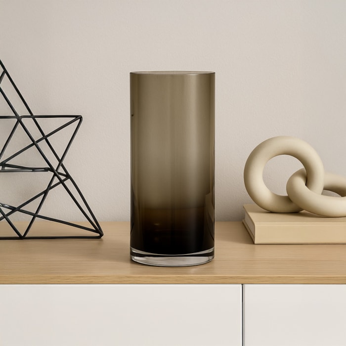 Vaso de Vidro Syros Preto Médio - 25cm - Madel Home