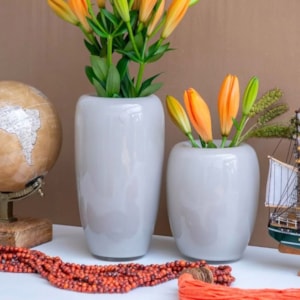 Vaso de Vidro Ushuaia Cinza Alto - 29cm 