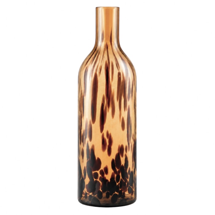 Vaso Decorativo de Vidro Detalhe Manchado Marrom - 33cm - Madel Home