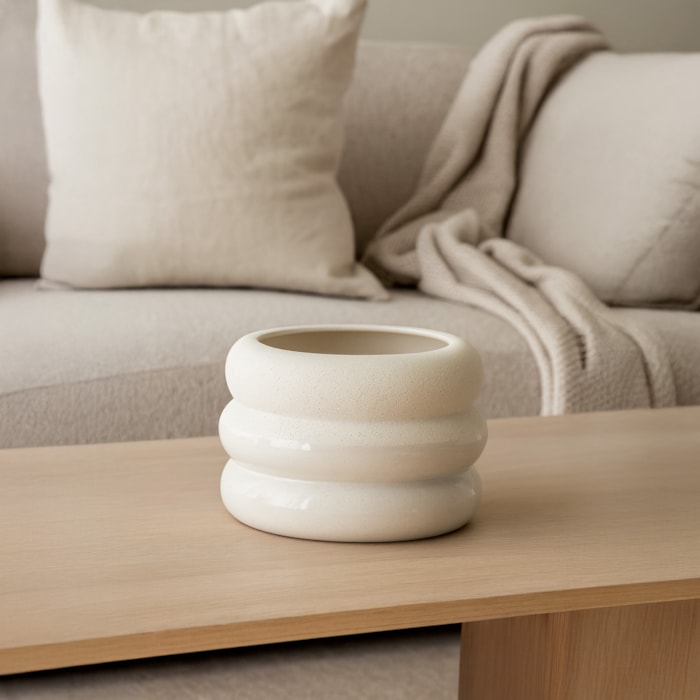 Vaso Dolomita Fiore Off-White Baixo - 13cm - Madel Home