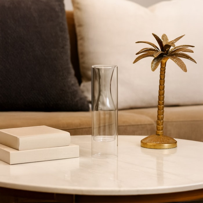 Vaso Vidro Milos Cinza Alto - 24cm - Madel Home
