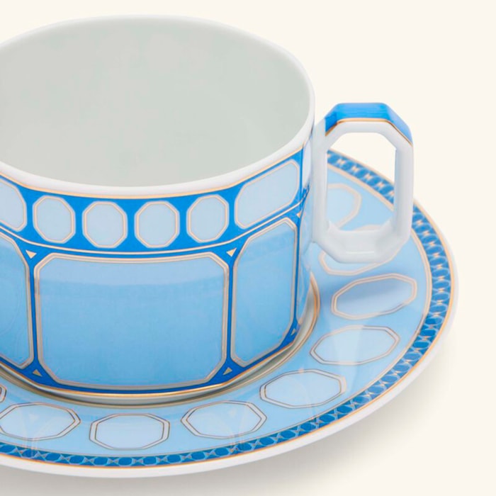 Xícara Chá Com Pires Swarovski Porcelana Rosenthal Azul - Madel Home