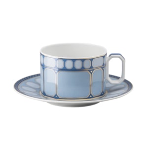 Xícara Chá Com Pires Swarovski Porcelana Rosenthal Azul