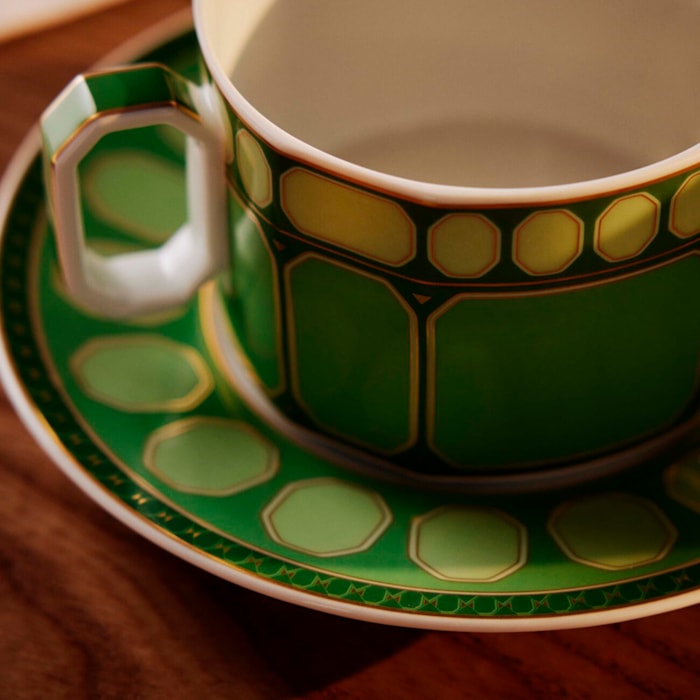 Xícara Chá Com Pires Swarovski Porcelana Rosenthal Verde - Madel Home