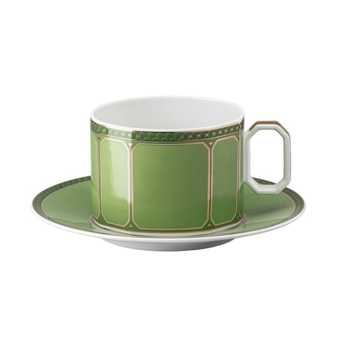 Xícara Chá Com Pires Swarovski Porcelana Rosenthal Verde - Madel Home