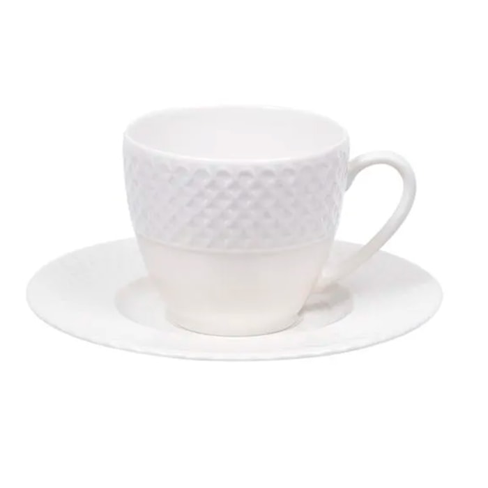 Xícara de Café Cannes Porcelana Kutahya Branco - 90ml - Madel Home