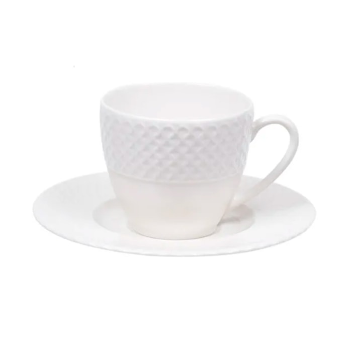 Xícara de Chá Cannes Porcelana Kutahya Branco - 180ml - Madel Home