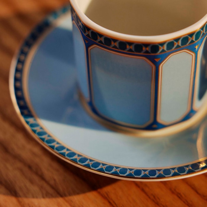 Xícara Expresso Com Pires Swarovski Porcelana Rosenthal Azul - Madel Home