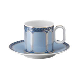 Xícara Expresso Com Pires Swarovski Porcelana Rosenthal Azul