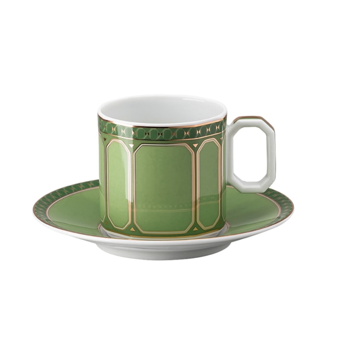 Xícara Expresso Com Pires Swarovski Porcelana Rosenthal Verde - Madel Home