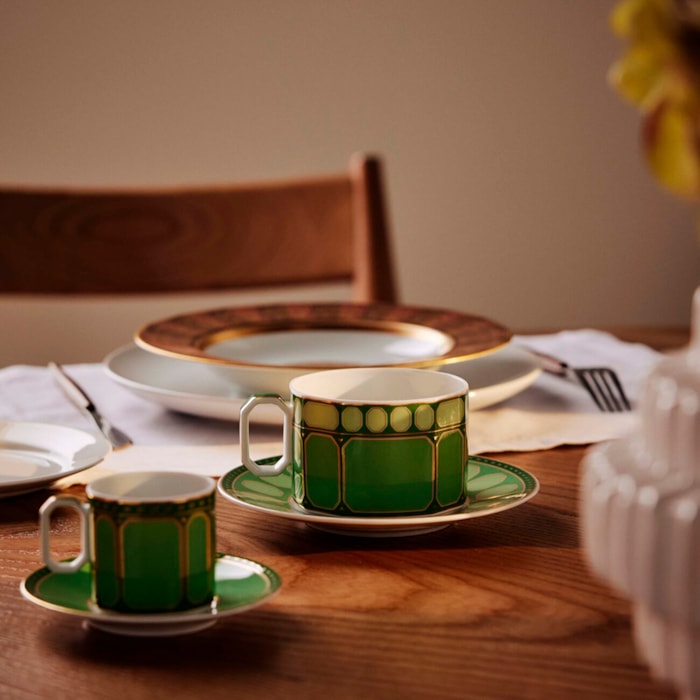 Xícara Expresso Com Pires Swarovski Porcelana Rosenthal Verde - Madel Home